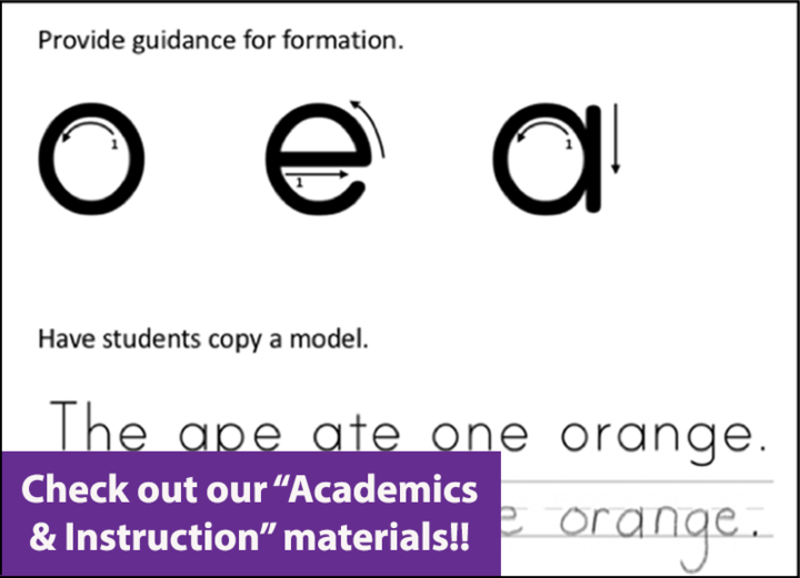 Check out our "Academics & Instruction" Materials